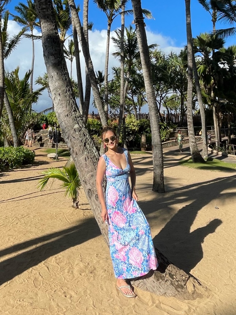 Lilly Pulitzer Pink Blue Tropical Print Maxi Dress XS